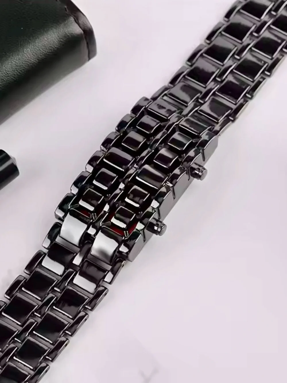 Gosasa Iron Samurai Faceless LED Lava Digital Bracelet Watch - Black & Red NIB
